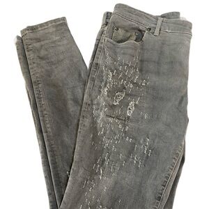 RH45 London Men’s Skinny Jeans Grey Snakeskin Distressed Italy *See Measurements